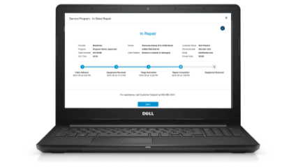 a laptop displaying ServiceNetwork's "in repair" page